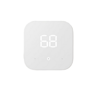 white Amazon smart thermostat showing 68 degrees