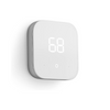 Angled view of a white amazon smart thermostat reading 68 degrees