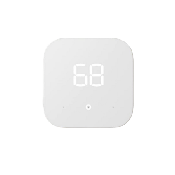 white Amazon smart thermostat showing 68 degrees