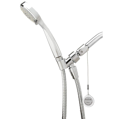 Evolve multi-function hand shower with thermostatic valve shown from the side