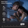 A man and woman sleeping. Text reads Rest Easy Sleep Peacefully. Sleep mode. 3 fan speeds. Nightlight. Max noise is less than 55 decibels.