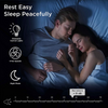 A man and woman sleeping. Text reads Rest Easy Sleep Peacefully. Sleep mode. 3 fan speeds. Nightlight. Max noise is less than 51 decibels.