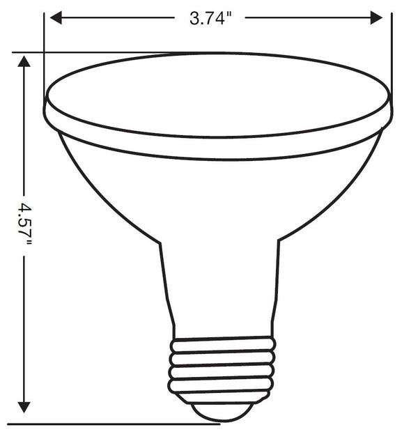 A line drawing of the bulb with a diameter of 3.74 inches and a height of 4.57 inches.