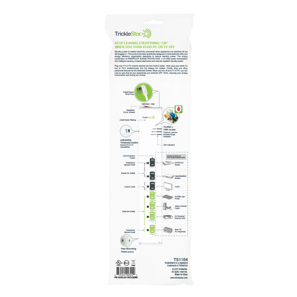 The back of the power strip packaging.