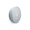 Profile view of a fog colored Nest Thermostat in heating mode set to 70 degrees, showing indoor temperature of 72 degrees on grey background